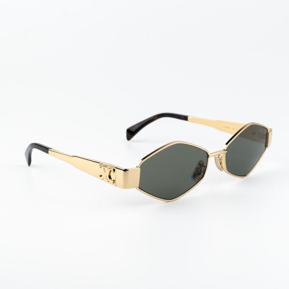 Celine TRIOMPHE Men Sunglasses Gold Green CL40254U 30N NEW AUTHENTIC - Picture 4 of 14